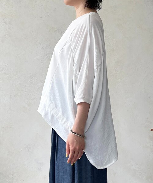 un dix cors(アンディコール)の「異素材シャーリングプルオーバー(Tシャツ/カットソー・レディース・モカ/オフホワイト/ブラック・FREE)」の12枚目の写真