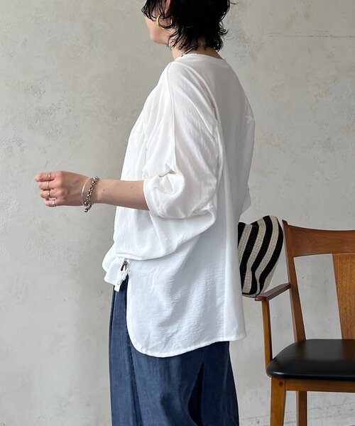 un dix cors(アンディコール)の「異素材シャーリングプルオーバー(Tシャツ/カットソー・レディース・モカ/オフホワイト/ブラック・FREE)」の19枚目の写真