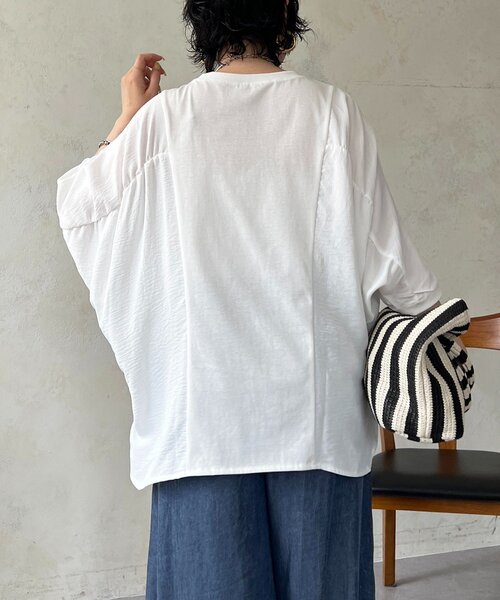 un dix cors(アンディコール)の「異素材シャーリングプルオーバー(Tシャツ/カットソー・レディース・モカ/オフホワイト/ブラック・FREE)」の20枚目の写真