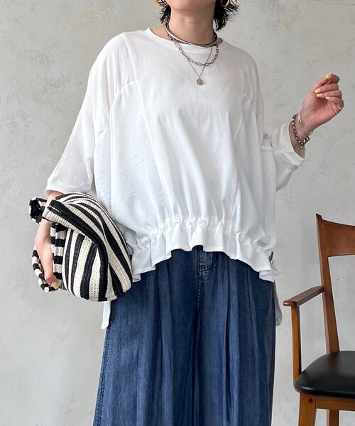 un dix cors(アンディコール)の「異素材シャーリングプルオーバー(Tシャツ/カットソー・レディース・モカ/オフホワイト/ブラック・FREE)」の21枚目の写真
