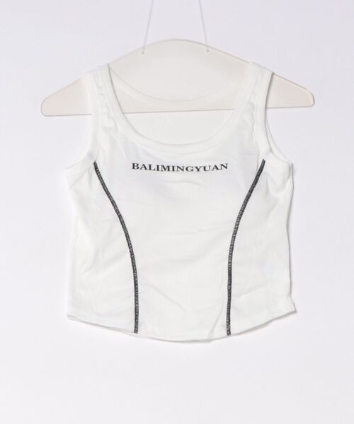 新品ALAÏA ホワイト タンクトップ　値下げ中‼️ セール】配色ライン ロゴタンクトップ / ブラトップ カップ付き