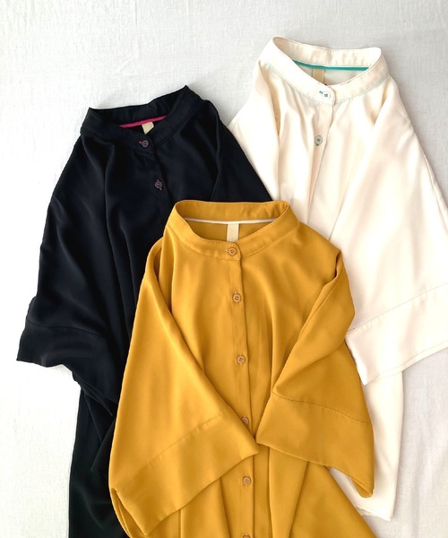 Q(キュー)の「BOXシルエット5分袖シャツ(シャツ/ブラウス・レディース・ブラック/ホワイト/マスタード・MEDIUM)」の11枚目の写真