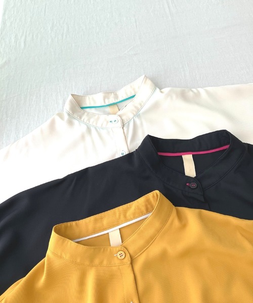 Q(キュー)の「BOXシルエット5分袖シャツ(シャツ/ブラウス・レディース・ブラック/ホワイト/マスタード・MEDIUM)」の7枚目の写真