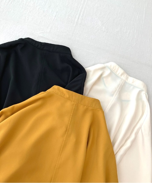 Q(キュー)の「BOXシルエット5分袖シャツ(シャツ/ブラウス・レディース・ブラック/ホワイト/マスタード・MEDIUM)」の10枚目の写真