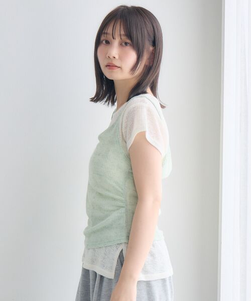RETRO GIRL(レトロガール)の「【セットアイテム】肩リボンキャミ×カットセット(Tシャツ/カットソー・レディース・グリーン/ブラウン/ライトグレー・FREE)」の8枚目の写真