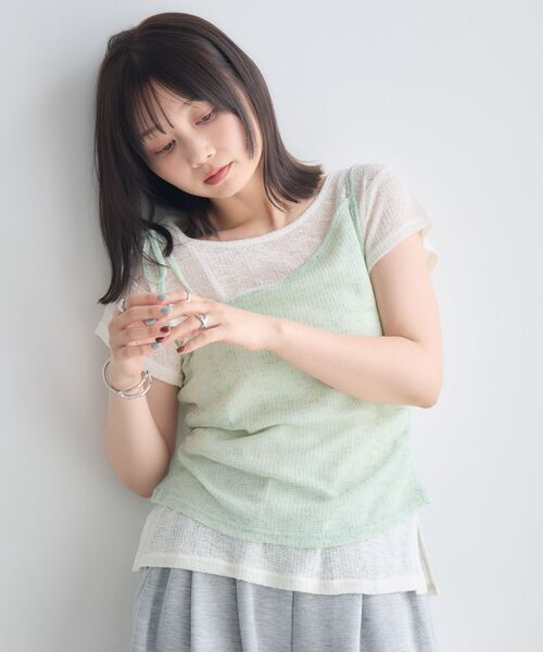 RETRO GIRL(レトロガール)の「【セットアイテム】肩リボンキャミ×カットセット(Tシャツ/カットソー・レディース・グリーン/ブラウン/ライトグレー・FREE)」の9枚目の写真