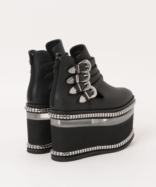 Jeffrey Campbell（ジェフリーキャンベル）の「メタルパーツ 厚底ショートブーツ（ブーツ・レディース・ブラック・37）」の2枚目の写真