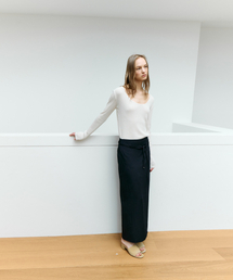 Belt Long Skirt_Navy