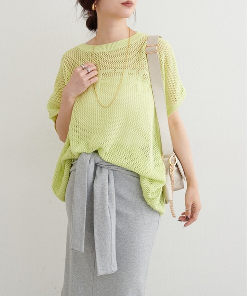 LARUTA(ラルータ)の「【LARUTA】ロゴメッシュニットプルオーバー(ニット/セーター・レディース・ブラウン/オフホワイト/イエロー・FREE)」の3枚目の写真