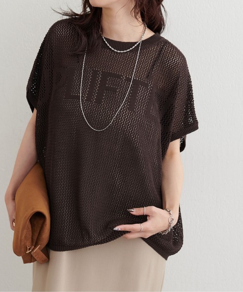 LARUTA(ラルータ)の「【LARUTA】ロゴメッシュニットプルオーバー(ニット/セーター・レディース・ブラウン/オフホワイト/イエロー・FREE)」の12枚目の写真