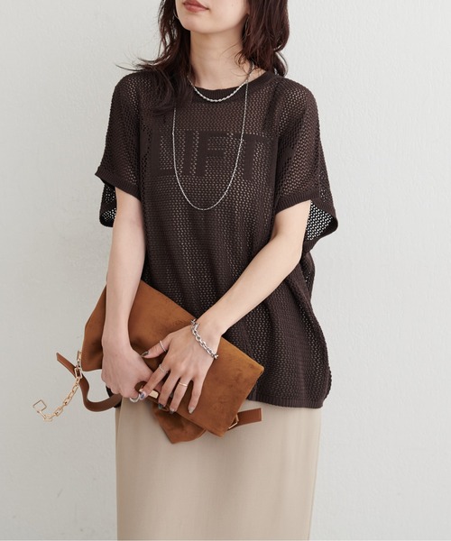 LARUTA(ラルータ)の「【LARUTA】ロゴメッシュニットプルオーバー(ニット/セーター・レディース・ブラウン/オフホワイト/イエロー・FREE)」の14枚目の写真