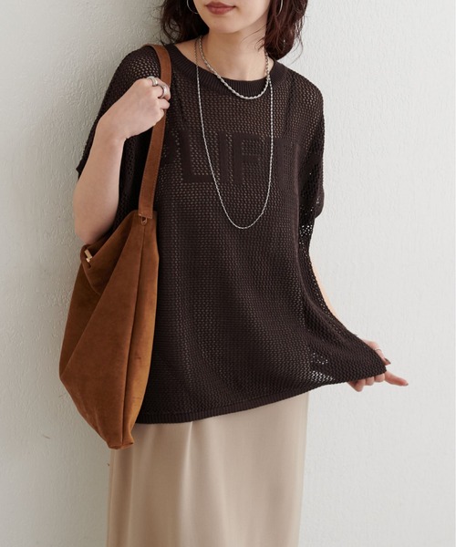 LARUTA(ラルータ)の「【LARUTA】ロゴメッシュニットプルオーバー(ニット/セーター・レディース・ブラウン/オフホワイト/イエロー・FREE)」の13枚目の写真
