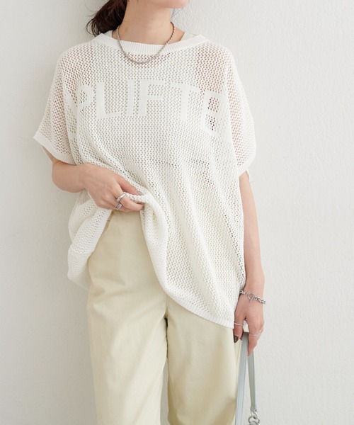 LARUTA(ラルータ)の「【LARUTA】ロゴメッシュニットプルオーバー(ニット/セーター・レディース・ブラウン/オフホワイト/イエロー・FREE)」の7枚目の写真