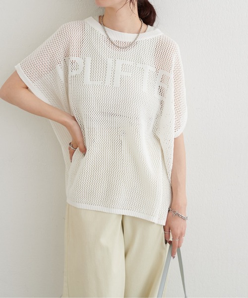 LARUTA(ラルータ)の「【LARUTA】ロゴメッシュニットプルオーバー(ニット/セーター・レディース・ブラウン/オフホワイト/イエロー・FREE)」の8枚目の写真