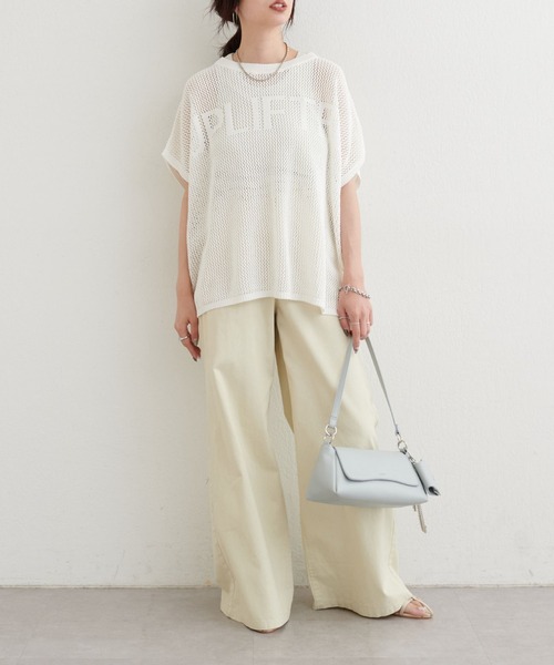 LARUTA(ラルータ)の「【LARUTA】ロゴメッシュニットプルオーバー(ニット/セーター・レディース・ブラウン/オフホワイト/イエロー・FREE)」の9枚目の写真