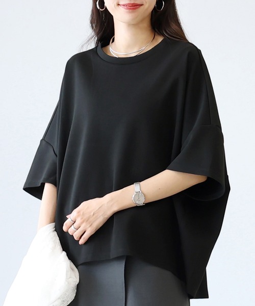 Aletta vita(アレッタビータ)の「ライトポンチドロップショルダーゆるプルオーバー(Tシャツ/カットソー・レディース・ブルー/ブラック/オフホワイト・M)」の1枚目の写真