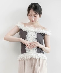 RANDA | レースフリルコンビカットトップス(Tシャツ/カットソー)
