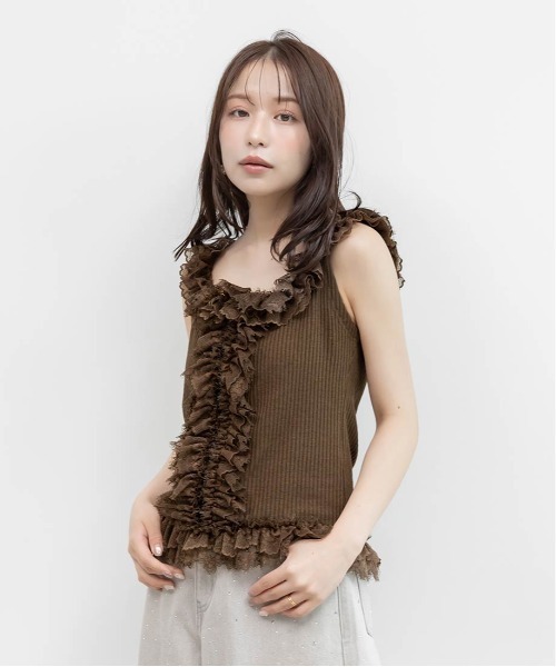 RANDA（ランダ）の「レースフリルコンビカットトップス（Tシャツ/カットソー・レディース・グレー・FREE）」の13枚目の写真