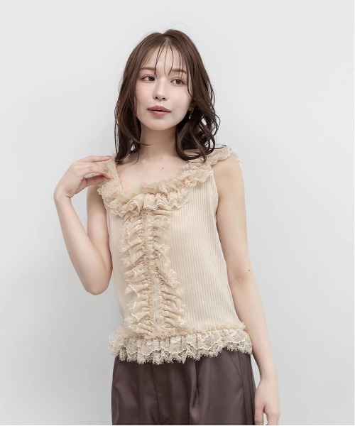 RANDA（ランダ）の「レースフリルコンビカットトップス（Tシャツ/カットソー・レディース・グレー・FREE）」の16枚目の写真