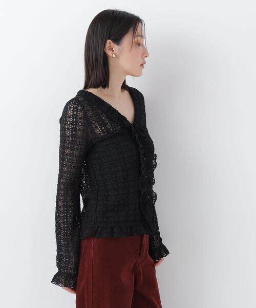 NATURAL BEAUTY BASIC(ナチュラルビューティーベーシック)の「シアーレースカーディガン(カーディガン/ボレロ・レディース・オフホワイト/ブラック/イエロー・フリ-)」の6枚目の写真