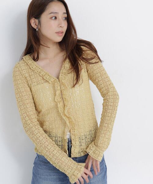 NATURAL BEAUTY BASIC(ナチュラルビューティーベーシック)の「シアーレースカーディガン(カーディガン/ボレロ・レディース・オフホワイト/ブラック/イエロー・フリ-)」の18枚目の写真