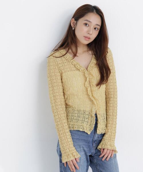 NATURAL BEAUTY BASIC(ナチュラルビューティーベーシック)の「シアーレースカーディガン(カーディガン/ボレロ・レディース・オフホワイト/ブラック/イエロー・フリ-)」の20枚目の写真