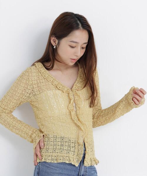 NATURAL BEAUTY BASIC(ナチュラルビューティーベーシック)の「シアーレースカーディガン(カーディガン/ボレロ・レディース・オフホワイト/ブラック/イエロー・フリ-)」の22枚目の写真