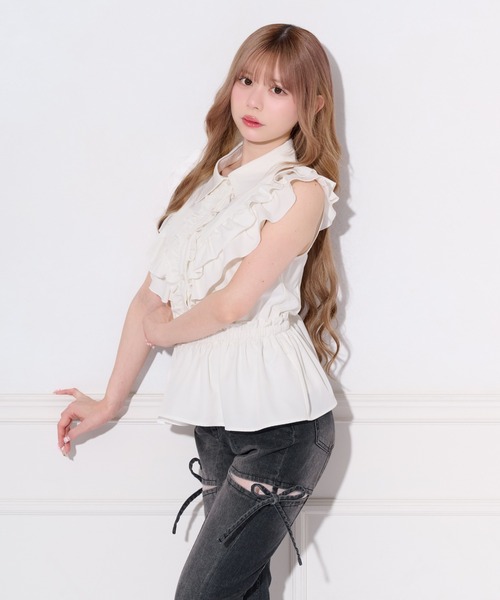 apres jour(アプレジュール)の「ペプラムフリルブラウス(シャツ/ブラウス・レディース・ドット/オフホワイト・X-LARGE/フリー)」の5枚目の写真