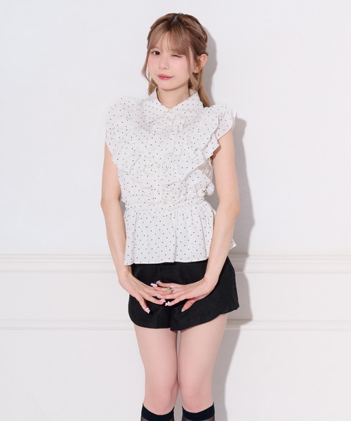 apres jour(アプレジュール)の「ペプラムフリルブラウス(シャツ/ブラウス・レディース・ドット/オフホワイト・X-LARGE/フリー)」の9枚目の写真
