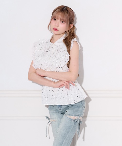 apres jour(アプレジュール)の「ペプラムフリルブラウス(シャツ/ブラウス・レディース・ドット/オフホワイト・X-LARGE/フリー)」の15枚目の写真