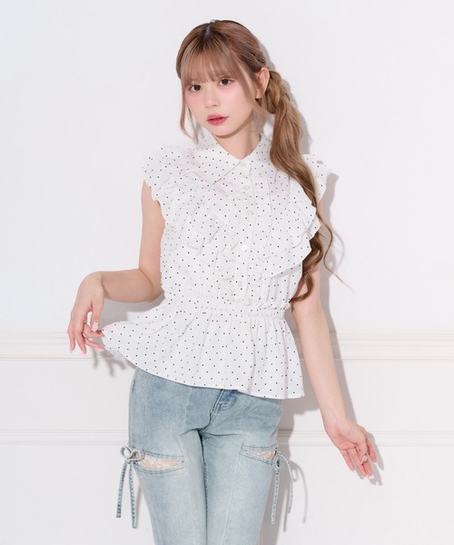 apres jour(アプレジュール)の「ペプラムフリルブラウス(シャツ/ブラウス・レディース・ドット/オフホワイト・X-LARGE/フリー)」の13枚目の写真