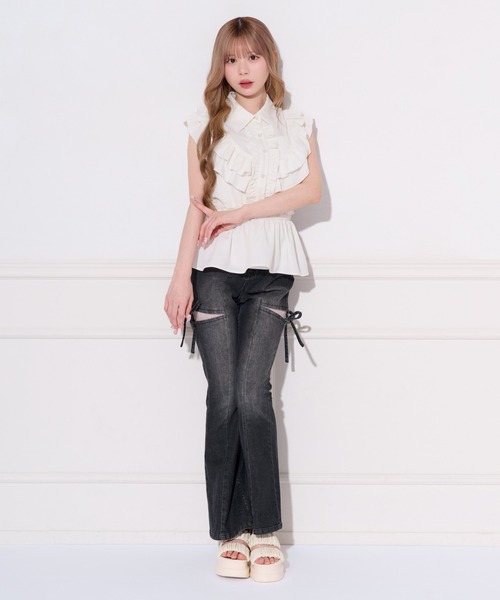 apres jour(アプレジュール)の「ペプラムフリルブラウス(シャツ/ブラウス・レディース・ドット/オフホワイト・X-LARGE/フリー)」の7枚目の写真