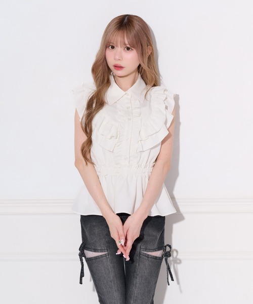 apres jour(アプレジュール)の「ペプラムフリルブラウス(シャツ/ブラウス・レディース・ドット/オフホワイト・X-LARGE/フリー)」の4枚目の写真