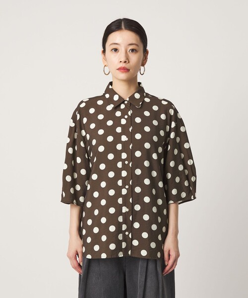 CITEN（シテン）の「＜CITEN＞ドットハーフスリーブシャツ（シャツ/ブラウス・レディース・ダークブラウン・フリー）」の6枚目の写真