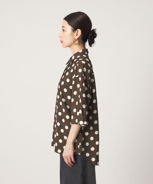 CITEN（シテン）の「＜CITEN＞ドットハーフスリーブシャツ（シャツ/ブラウス・レディース・ダークブラウン・フリー）」の7枚目の写真