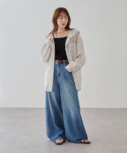 DISCOAT(ディスコート)の「ライトオンスワイドデニムパンツ(デニムパンツ・レディース・ネイビー/ブルー・LARGE/MEDIUM/SMALL)」の4枚目の写真