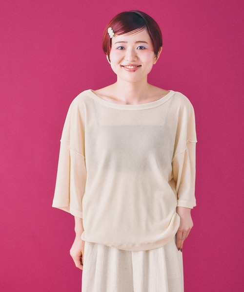 LEPSIM（レプシィム）の「シアーベロア2WAY6分袖プルオーバー　839453（Tシャツ/カットソー・レディース・ブラウン/ピンク/アイボリー/ブラック・FREE）」の19枚目の写真
