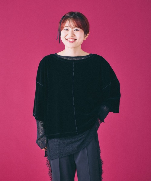 LEPSIM（レプシィム）の「シアーベロア2WAY6分袖プルオーバー　839453（Tシャツ/カットソー・レディース・ブラウン/ピンク/アイボリー/ブラック・FREE）」の21枚目の写真
