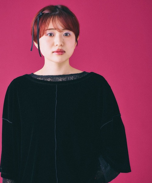 LEPSIM（レプシィム）の「シアーベロア2WAY6分袖プルオーバー　839453（Tシャツ/カットソー・レディース・ブラウン/ピンク/アイボリー/ブラック・FREE）」の22枚目の写真