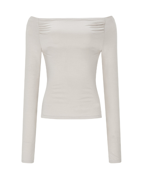PLEASENOFOLLOW（プリーズノーフォロー）の「Seni Long Off-Shoulder Top (Silver Beige)（Tシャツ/カットソー・レディース・その他・FREE）」の2枚目の写真