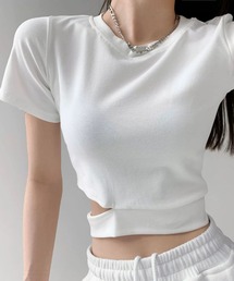 クロップド丈アシンメトリーTシャツ