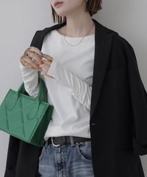 ボートネック指空きTシャツ 長袖