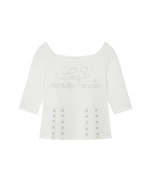 LMR(エルエムアール)の「ホットフィックスアイレットボートネックTシャツ WHITE(Tシャツ/カットソー・レディース・ホワイト・SMALL/MEDIUM)」の12枚目の写真