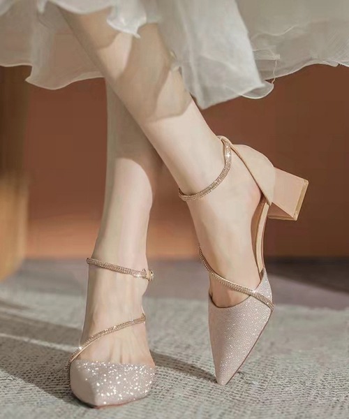 Miniministore(ミニミニストア)の「ポインテッドトゥグリッターパンプス結婚式(パンプス・レディース・ブラック/ベージュ・22.5cm/23.0cm/23.5cm/24.0cm/24.5cm)」の2枚目の写真