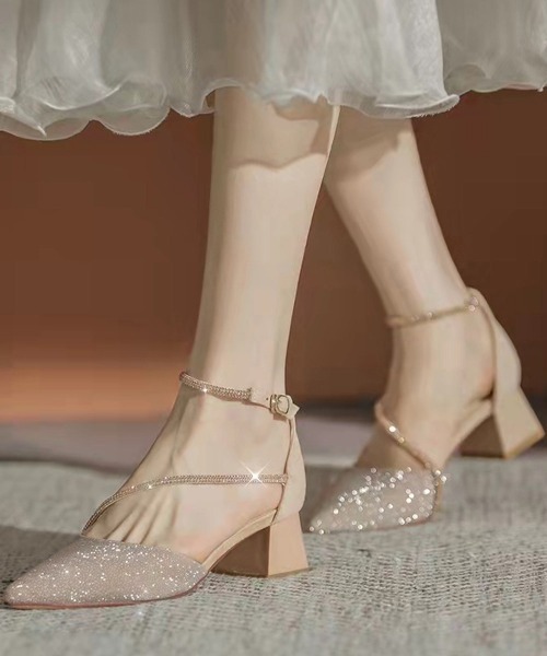 Miniministore(ミニミニストア)の「ポインテッドトゥグリッターパンプス結婚式(パンプス・レディース・ブラック/ベージュ・22.5cm/23.0cm/23.5cm/24.0cm/24.5cm)」の3枚目の写真