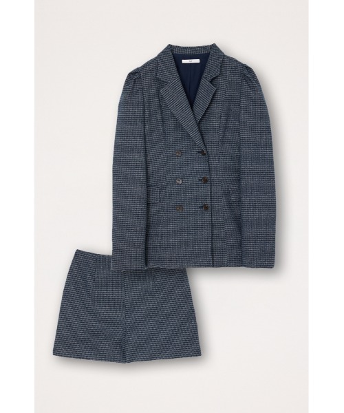 SLY(スライ)の「DOUBLE BUTTON 2P OP ダブルボタンツーピーワンピース 秋服 2点セット セットアップ ジャケット ショートパンツ(セットアップ・レディース・ネイビー/ブラウン・2/1)」の2枚目の写真