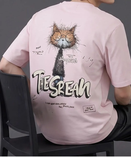 revertical(リバーティカル)の「キャット アートグラフィック バックプリント半袖Tシャツ(Tシャツ/カットソー・メンズ・ピンク/ホワイト/ブラック・LARGE/MEDIUM)」の3枚目の写真