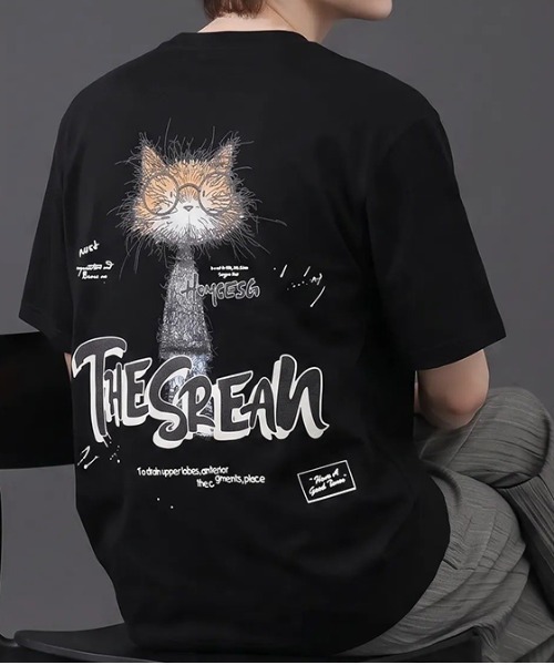 revertical(リバーティカル)の「キャット アートグラフィック バックプリント半袖Tシャツ(Tシャツ/カットソー・メンズ・ピンク/ホワイト/ブラック・LARGE/MEDIUM)」の2枚目の写真