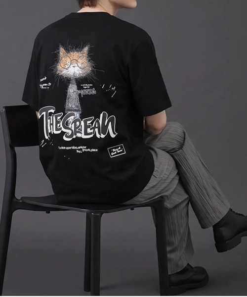 revertical(リバーティカル)の「キャット アートグラフィック バックプリント半袖Tシャツ(Tシャツ/カットソー・メンズ・ピンク/ホワイト/ブラック・LARGE/MEDIUM)」の18枚目の写真