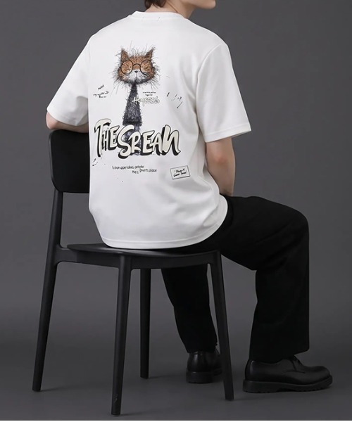 revertical(リバーティカル)の「キャット アートグラフィック バックプリント半袖Tシャツ(Tシャツ/カットソー・メンズ・ピンク/ホワイト/ブラック・LARGE/MEDIUM)」の14枚目の写真